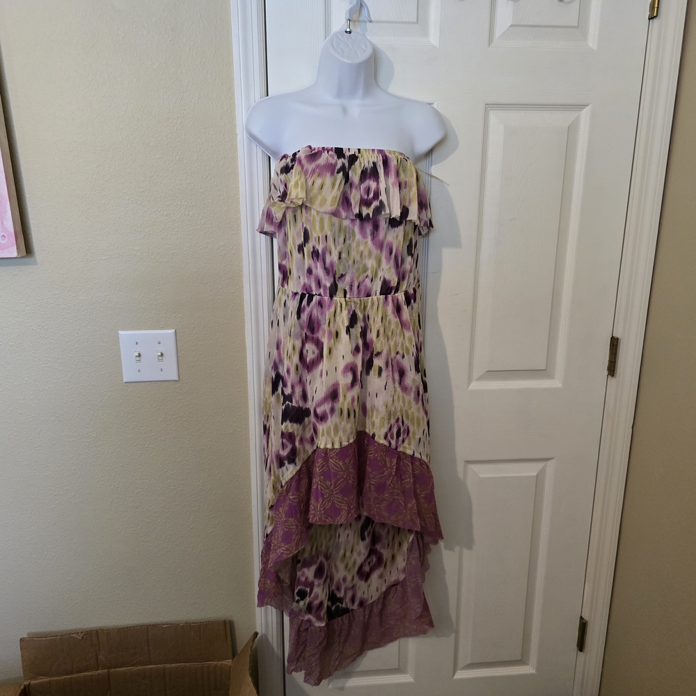 Source Unknown Cream Strapless High-Low Sundress